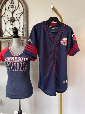 Adidas Minnesota Twins Navy & Red Baseball Jersey tshirt bundle